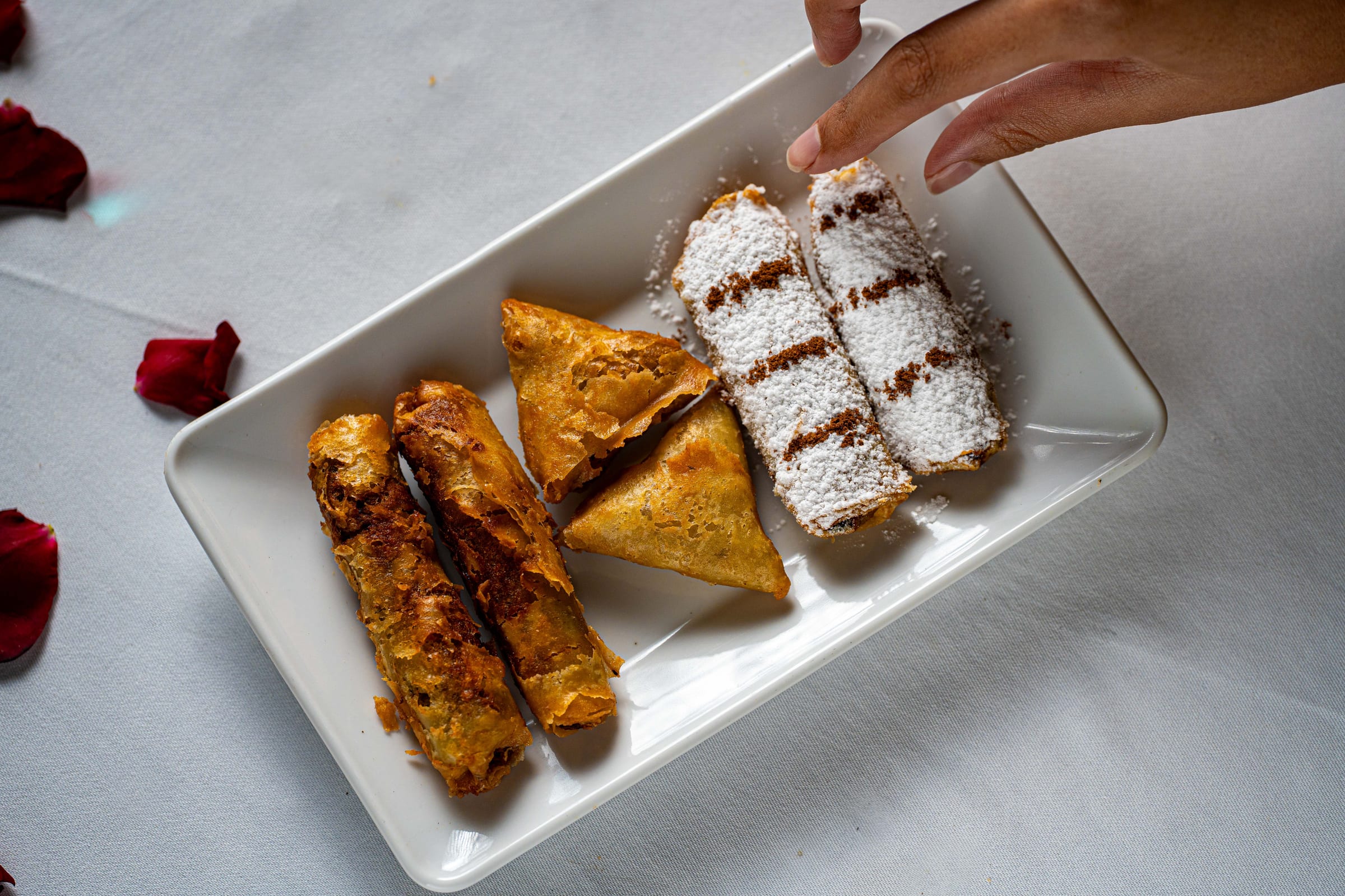 Assorted briouates and Moroccan pastries